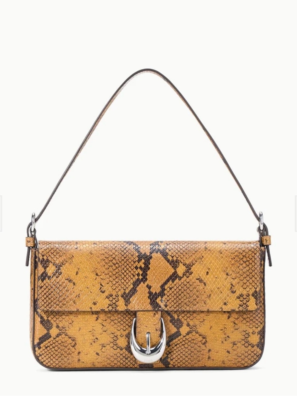 NWT STAUD Harlow Snake Shoulder Bag with Silver Hardware
